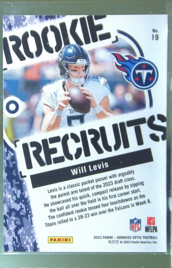 2023 Donruss Optic Will Levis RC #19 Titans Rookie Recruits - Image 3