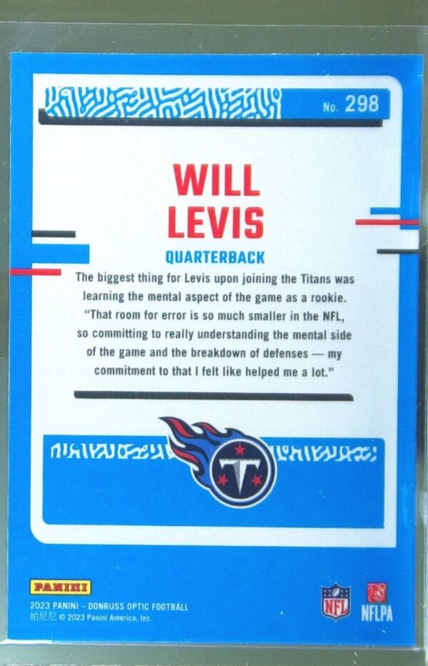 2023 Donruss Optic Will Levis RC #298 Titans - Image 3