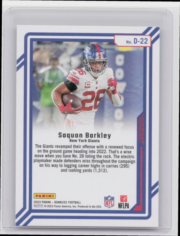 2023 Donruss Saquon Barkley #D-22 Giants Dominators - Image 3