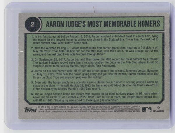2023 Heritage Aaron Judge #2 Yankees - Image 3