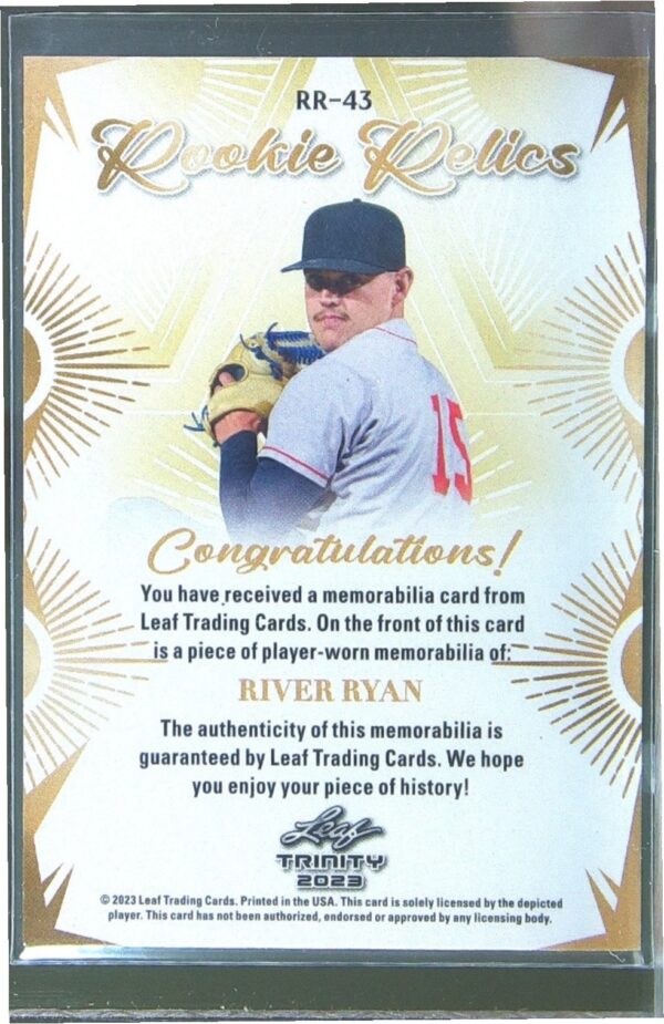 2023 Leaf Trinity River Ryan RC #RR-43 Dodgers Rookie Relics - Image 3