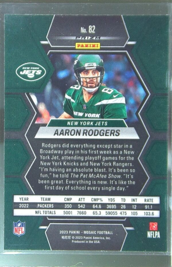 2023 Mosaic Aaron Rodgers Green Mosaic #82 Jets - Image 3