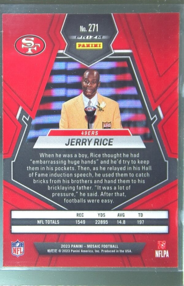 2023 Mosaic Jerry Rice Silver #271 49ers - Image 3