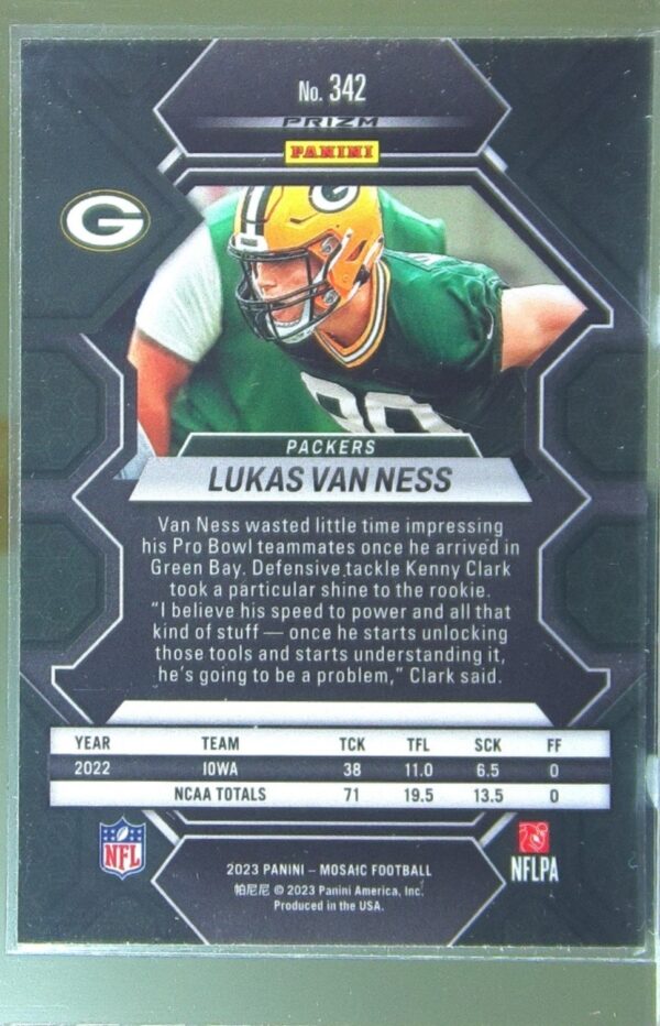 2023 Mosaic Lukas Van Ness RC #342 Packers - Image 3