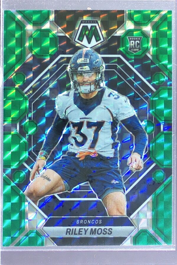 2023 Mosaic Riley Moss Green Mosaic RC #358 Broncos