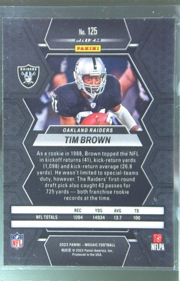 2023 Mosaic Tim Brown Reactive Blue Mosaic #125 Raiders - Image 3