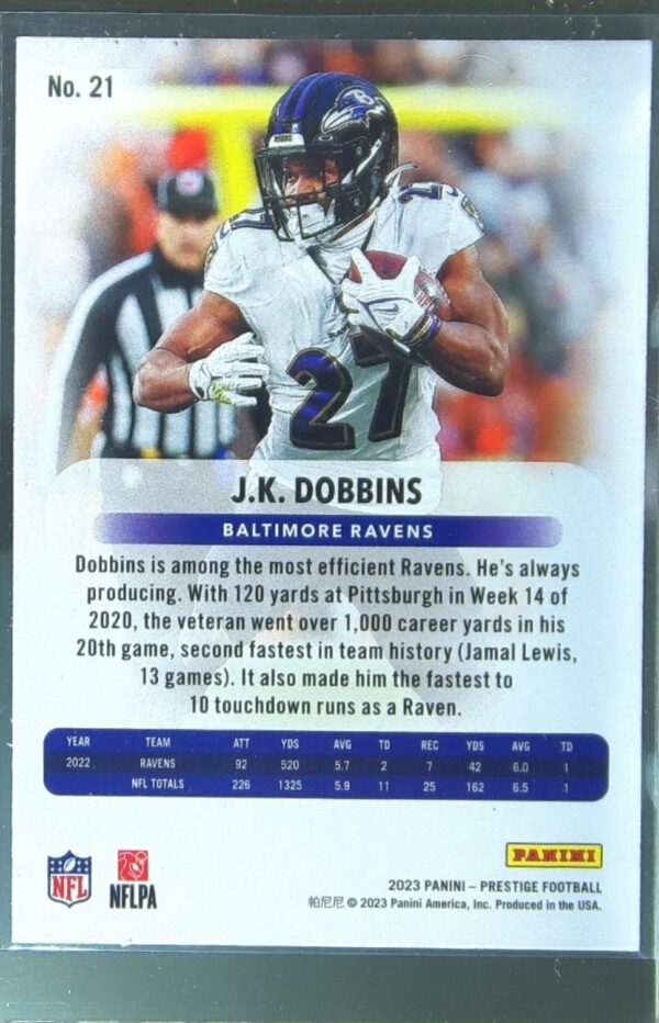 2023 Panini Prestige J.K. Dobbins Xtra Points Galaxy #21 Ravens - Image 3
