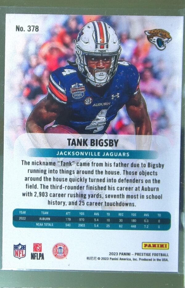 2023 Panini Prestige Tank Bigsby RC #378 Jaguars - Image 3