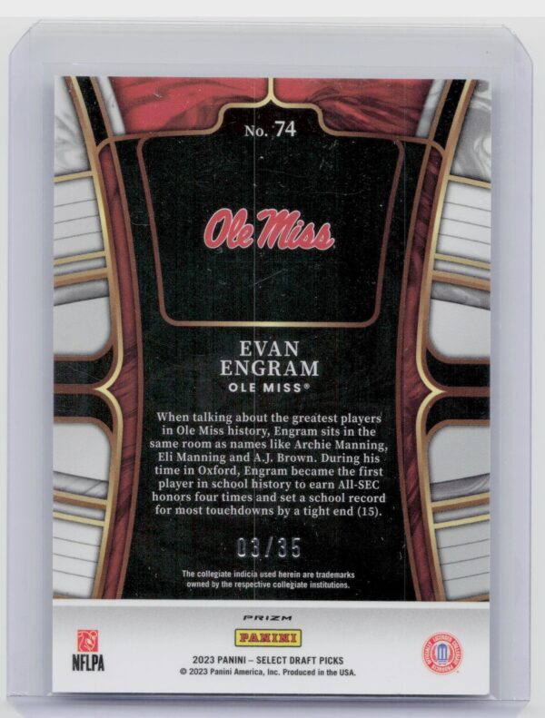 2023 Panini Select Draft Picks Evan Engram Silver Prizm #74 Rebels - Image 3