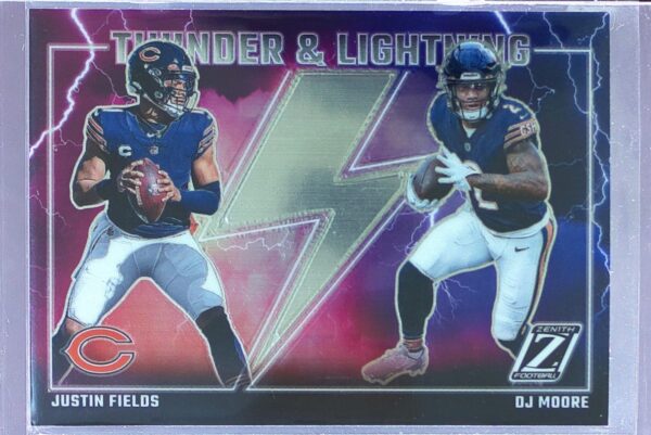 2023 Panini Zenith DJ Moore / Justin Fields #5 Bears Thunder and Lightning