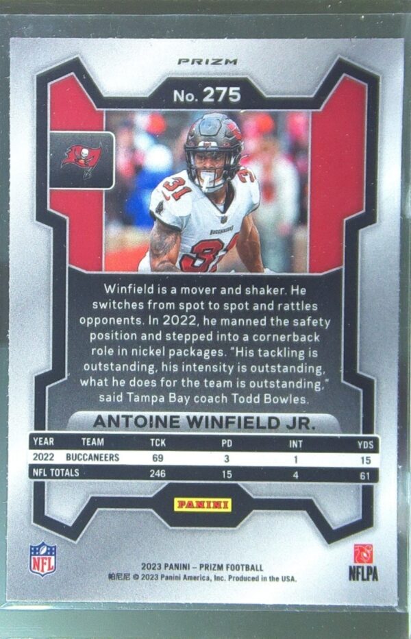 2023 Prizm Antoine Winfield Jr. Orange Disco #275 Buccaneers - Image 3
