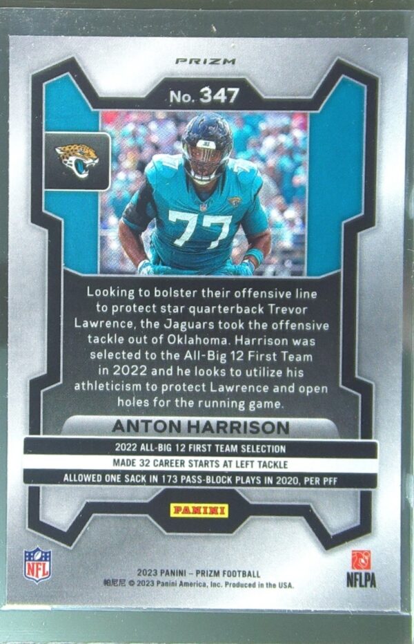 2023 Prizm Anton Harrison Orange Lazer RC #347 Jaguars - Image 3