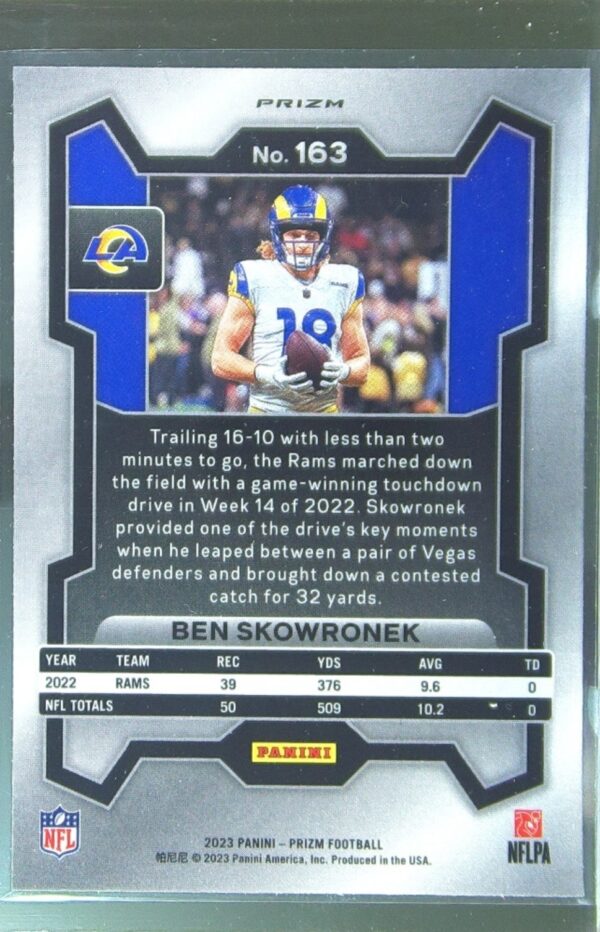 2023 Prizm Ben Skowronek Green Wave #163 Rams - Image 3