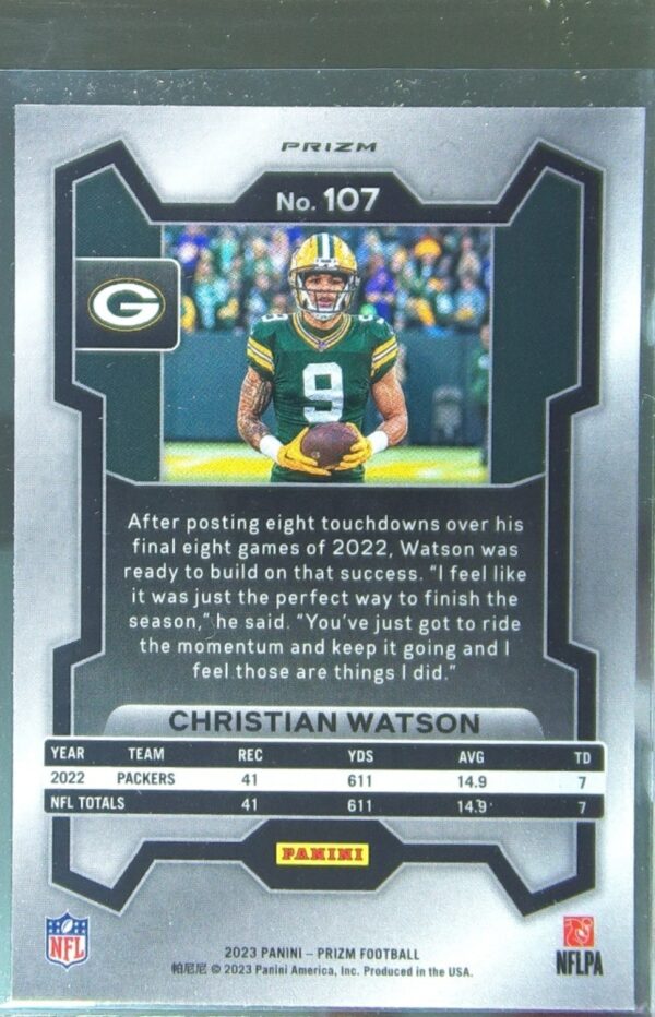 2023 Prizm Christian Watson Silver #107 Packers - Image 3