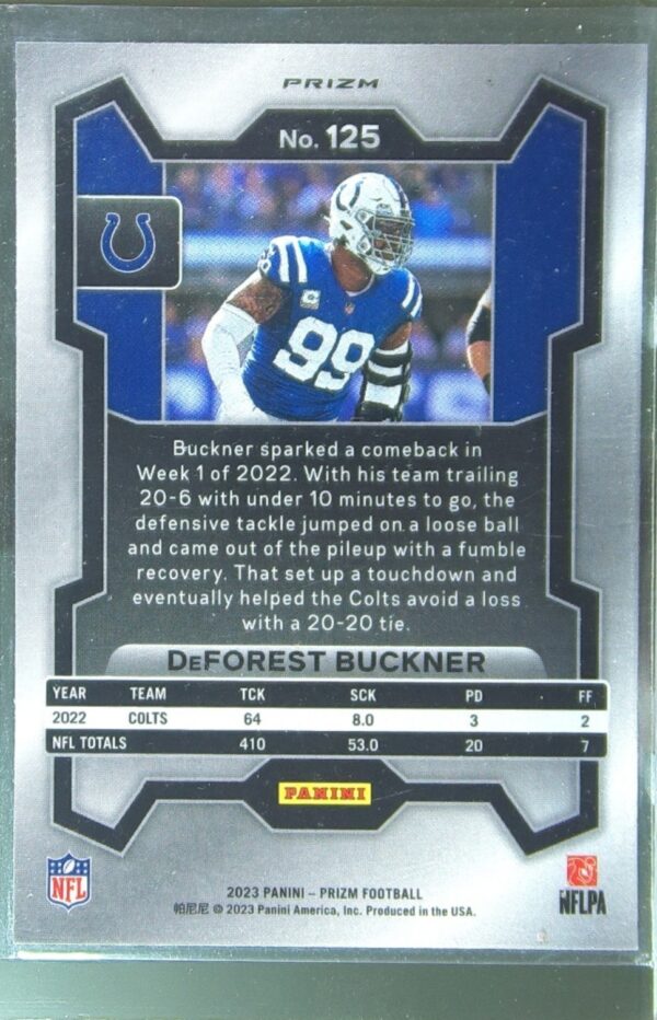 2023 Prizm DeForest Buckner Green Wave #125 Colts - Image 3