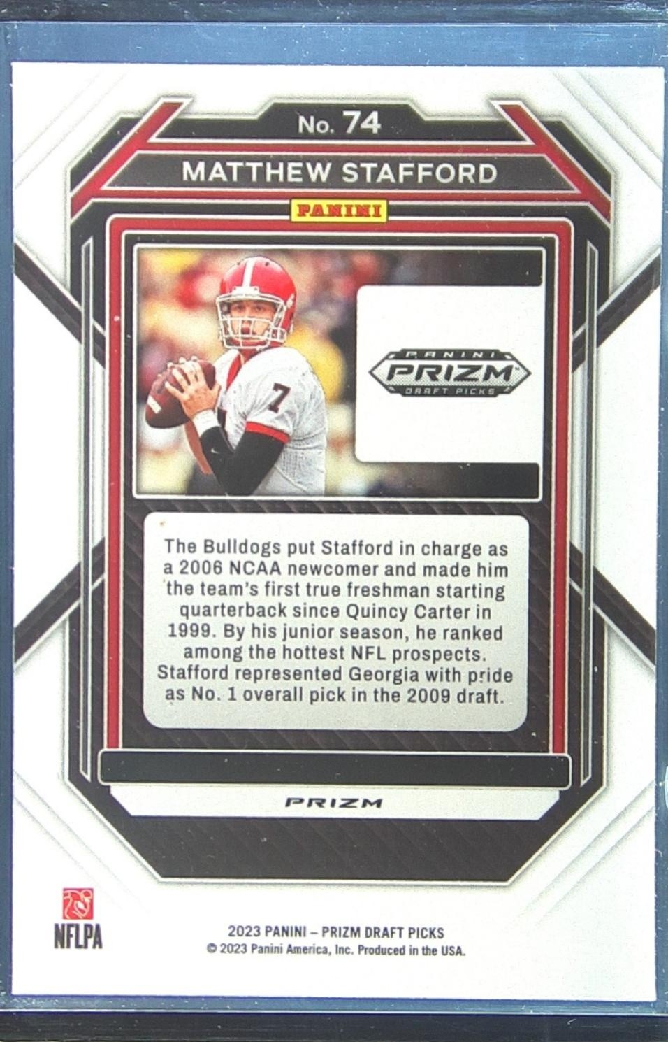 2023 Prizm Draft Picks Matthew Stafford Prizms Silver #74 Bulldogs - Image 3