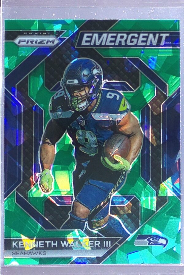 2023 Prizm Kenneth Walker III #H-14 Seahawks Emergent Prizms Green Ice