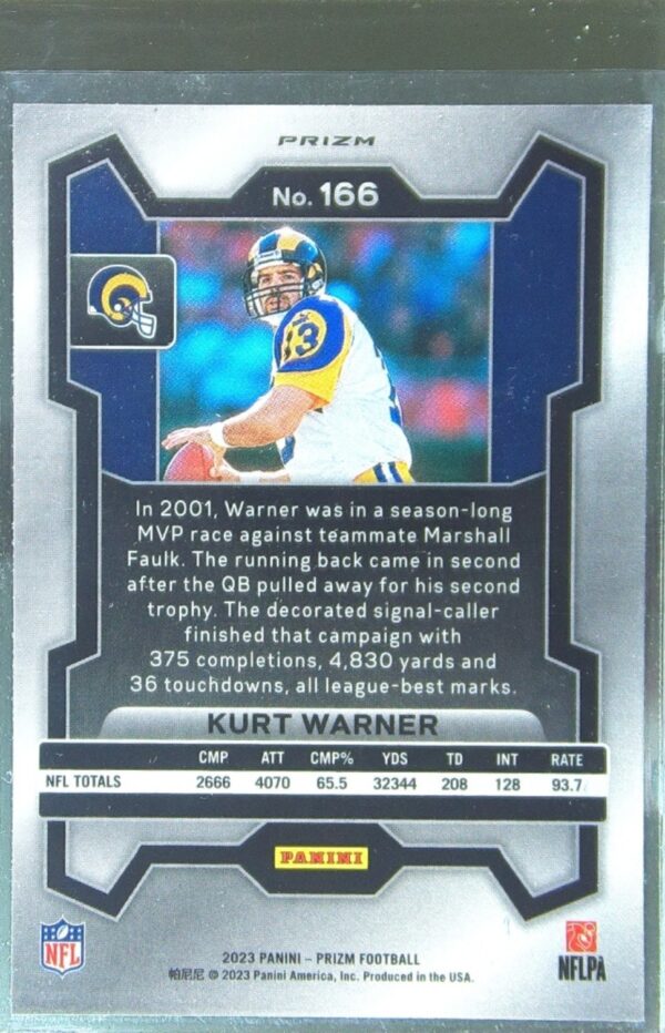 2023 Prizm Kurt Warner Red White and Blue #166 Rams - Image 3