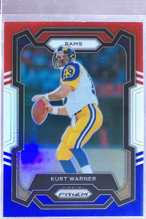 2023 Prizm Kurt Warner Red White and Blue #166 Rams