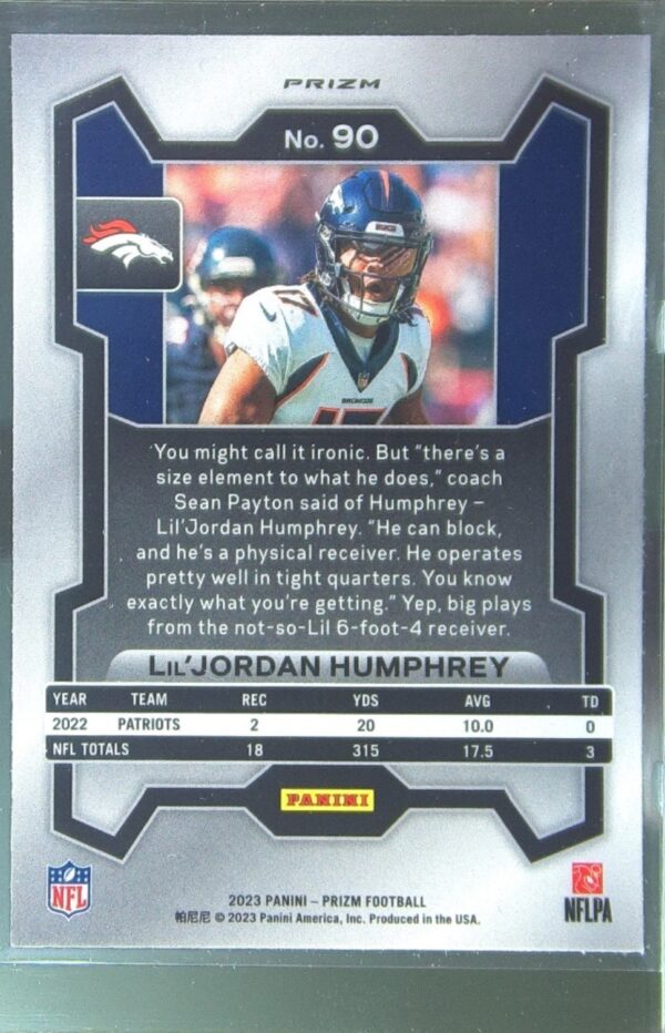 2023 Prizm Lil' Jordan Humphrey Orange Disco #90 Broncos - Image 3
