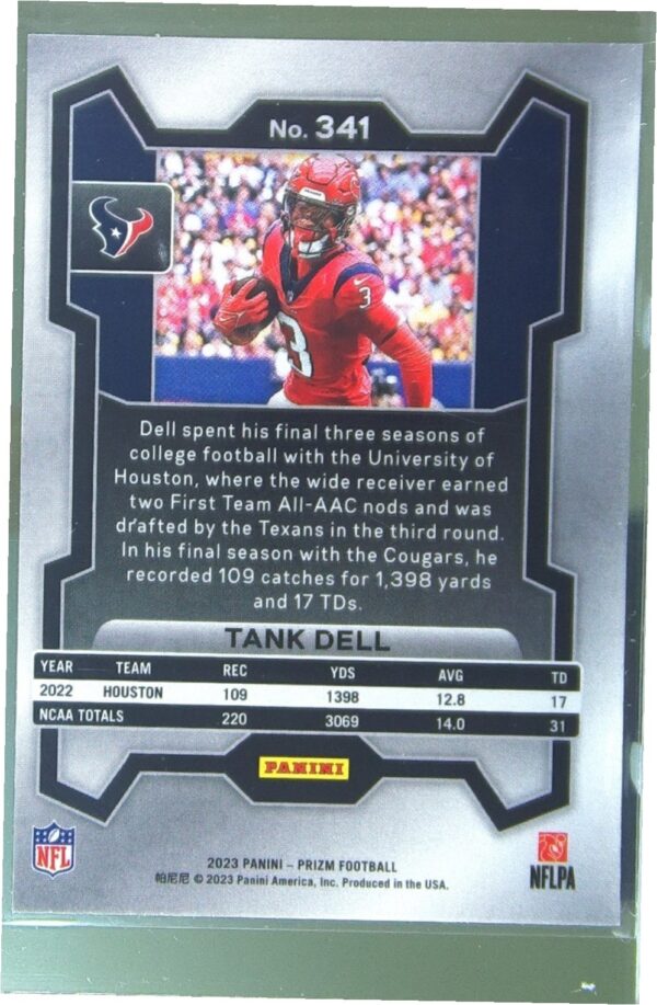 2023 Prizm Tank Dell RC #341 Texans - Image 3