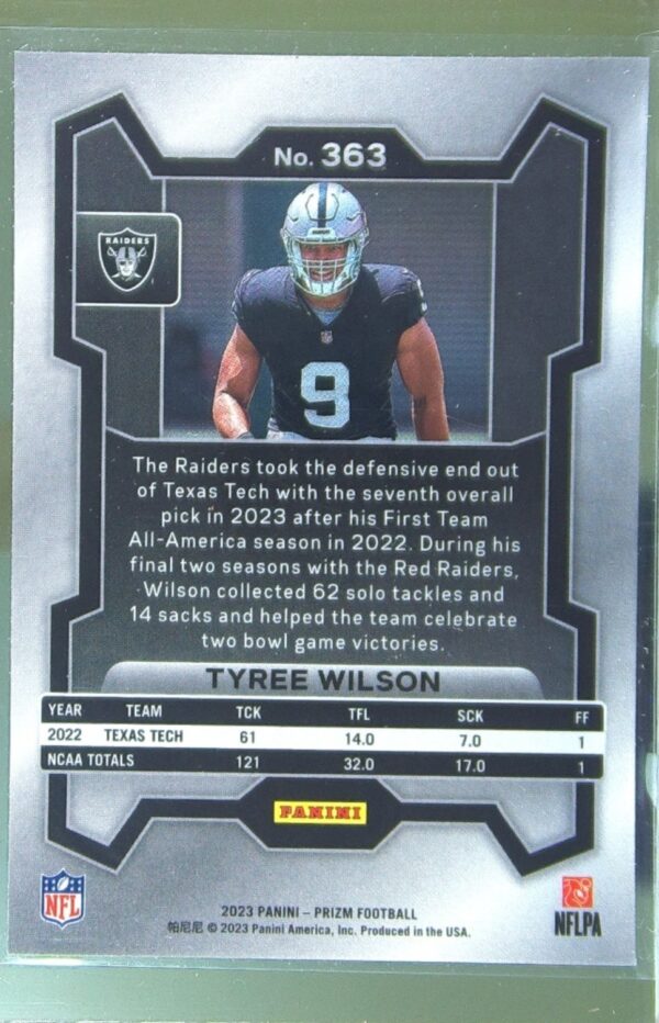 2023 Prizm Tyree Wilson RC #363 Raiders - Image 3