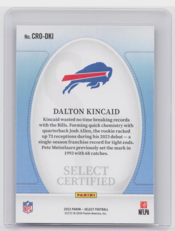2023 Select Dalton Kincaid #CRO-DKI Bills Select Certified Rookies - Image 3