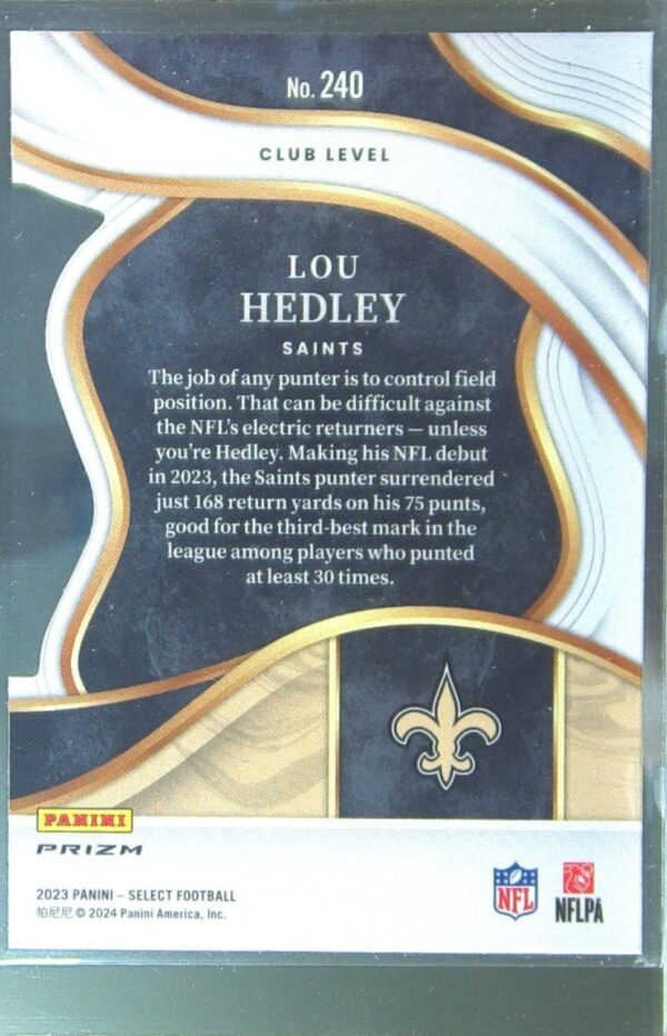 2023 Select Lou Hedley RC #240 Saints - Image 3
