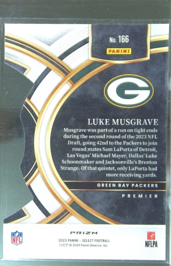 2023 Select Luke Musgrave Green and Yellow Prizms Die Cuts RC #166 Packers - Image 3