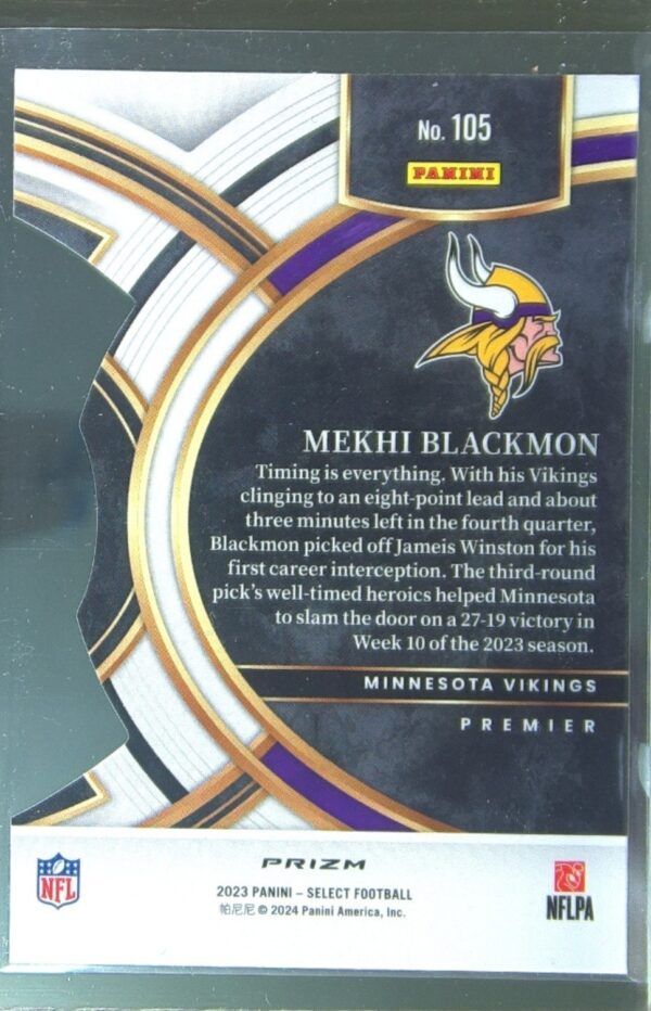 2023 Select Mekhi Blackmon Black and Green Prizms Die Cuts RC #105 Vikings - Image 3