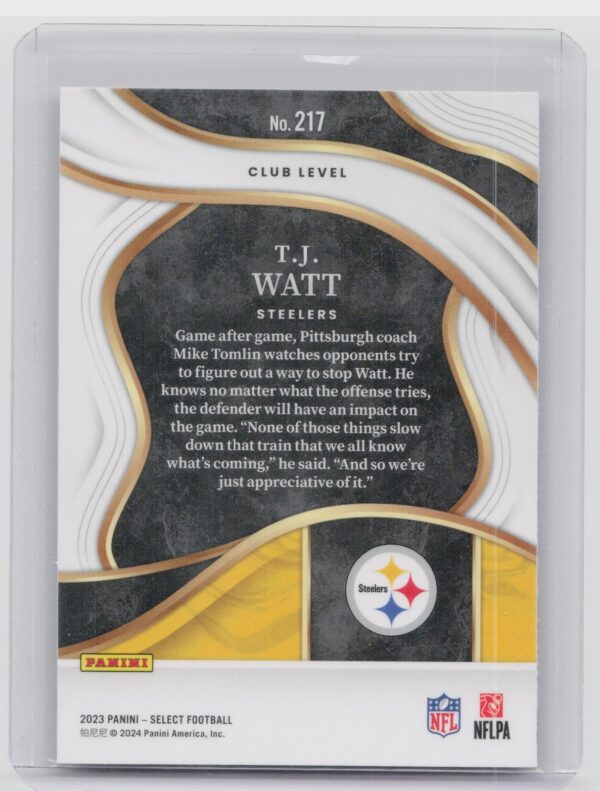 2023 Select T.J. Watt Club Level #217 Steelers - Image 3