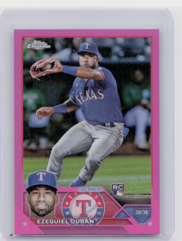 2023 Topps Chrome Ezequiel Duran Pink Refractor #36 Rangers