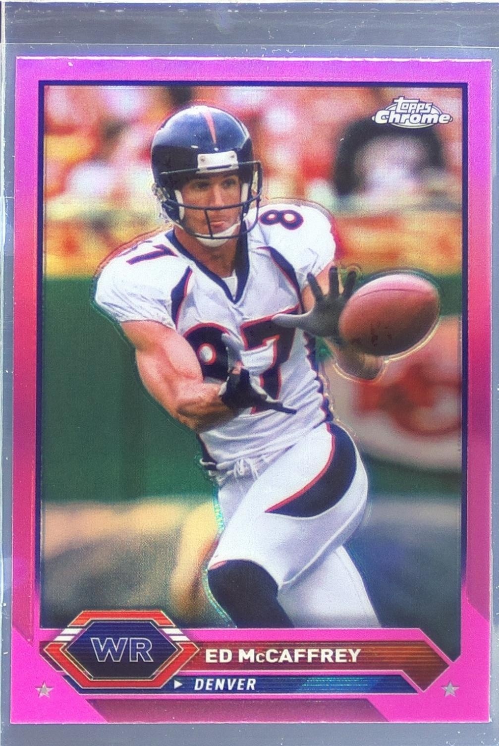 2023 Topps Composite Ed McCaffrey Topps Chrome Pink Refractor #42 Broncos