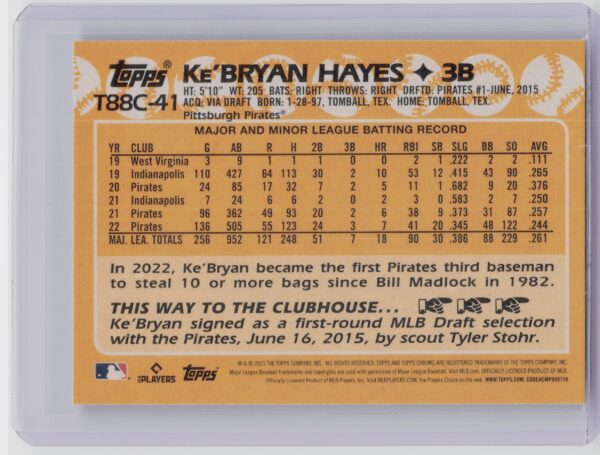 2023 Topps Ke'Bryan Hayes #T88C-41 Pirates - Image 3