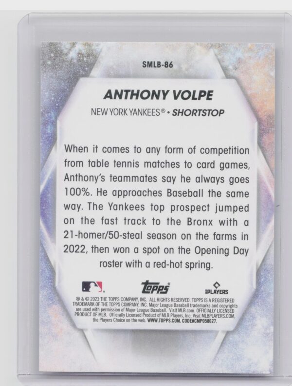 2023 Topps Update Anthony Volpe #SMLB-86 Yankees Stars of MLB - Image 3