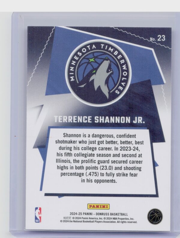 2024-25 Donruss Terrence Shannon Jr. RC 23 Timberwolves Great X Pectations - Image 3