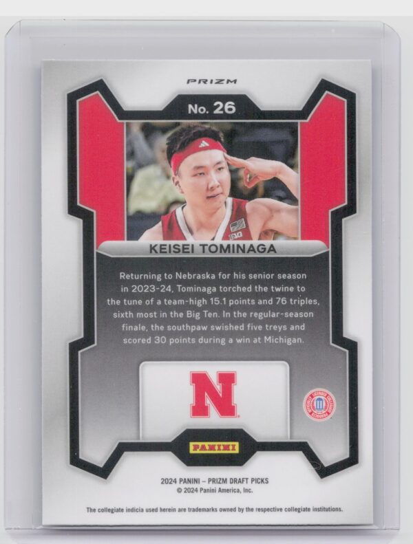 2024-25 Panini Prizm Draft Picks Keisei Tominaga Prizms Purple Wave RC #26 - Image 3