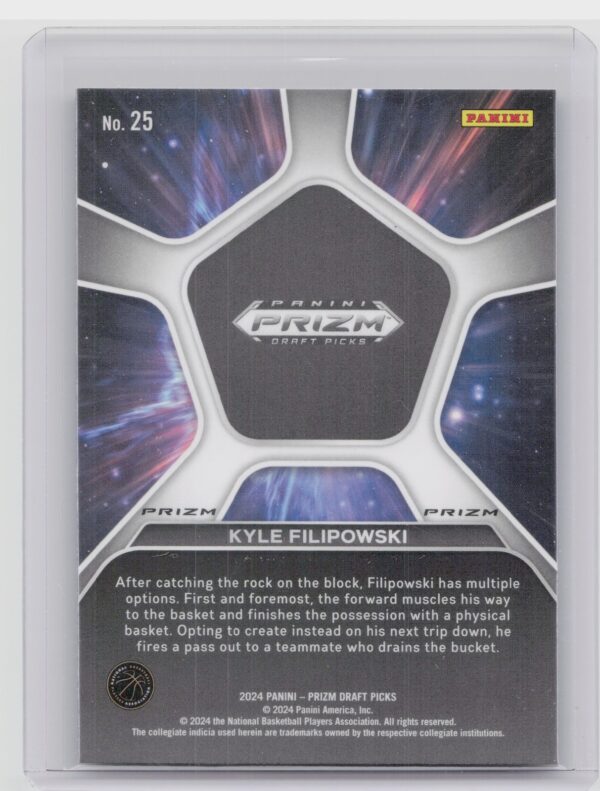 2024-25 Panini Prizm Draft Picks Kyle Filipowski RC #25 Devils Deep Space - Image 3