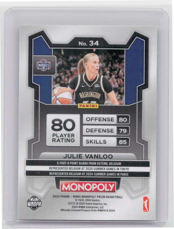 2024-25 Panini Prizm Monopoly WNBA Julie Vanloo RC 34 Mystics - Image 3