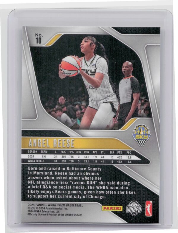 2024-25 Panini Prizm WNBA Angel Reese RC 10 Sky - Image 3
