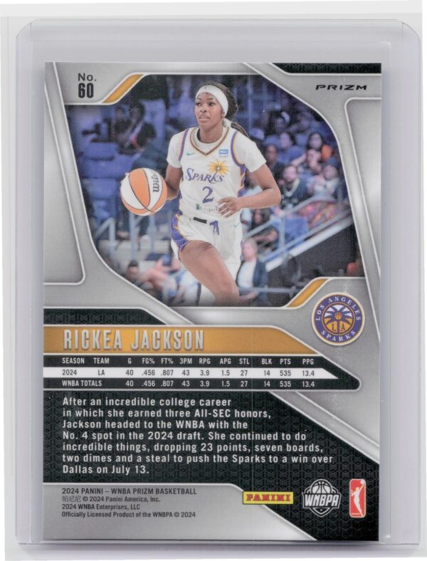 2024-25 Panini Prizm WNBA Rickea Jackson Blue Velocity Prizms RC #60 Sparks - Image 3