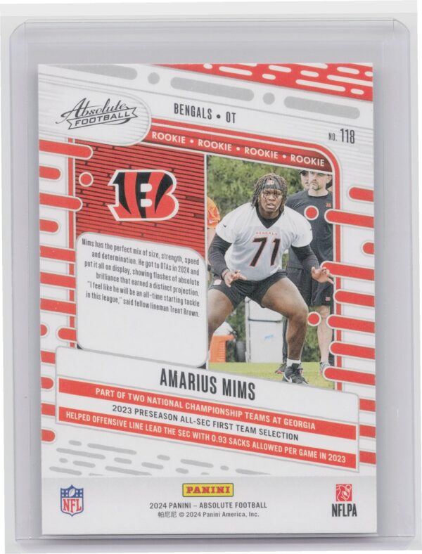 2024 Absolute Amarius Mims Red and Blue RC 118 Bengals - Image 3