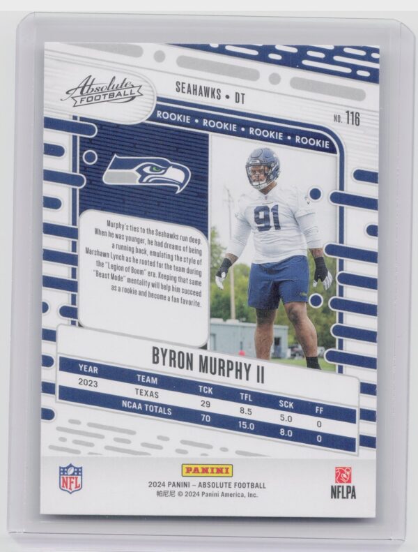 2024 Absolute Byron Murphy II Red and Blue RC #116 Seahawks - Image 3