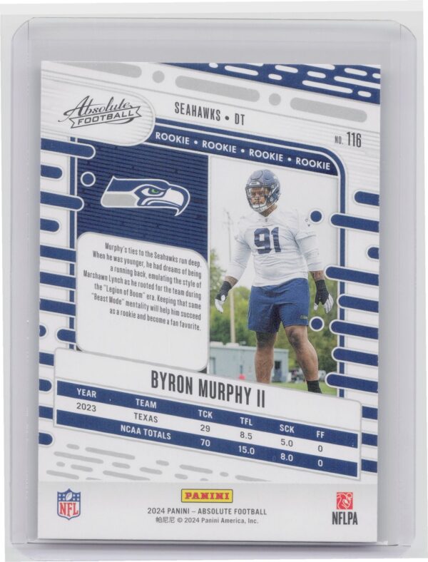 2024 Absolute Byron Murphy II Red and Blue RC #116 Seahawks - Image 3