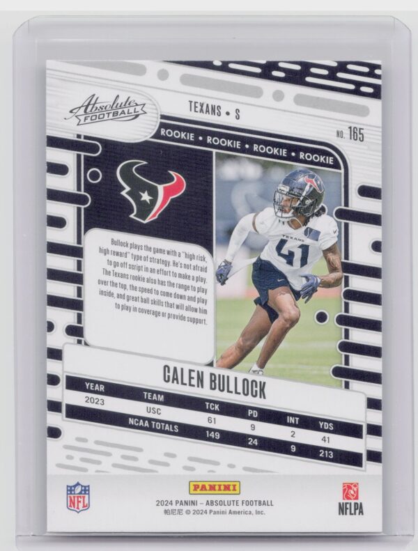 2024 Absolute Calen Bullock Red and Blue RC #165 Texans - Image 3