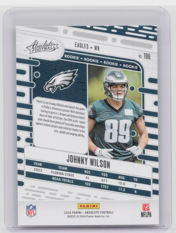 2024 Absolute Johnny Wilson RC 196 Eagles - Image 3