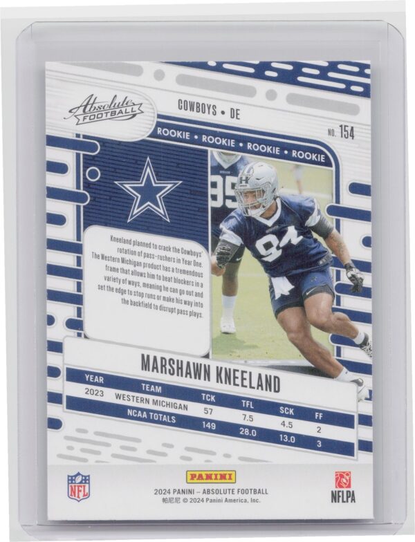 2024 Absolute Marshawn Kneeland Red and Blue RC #154 Cowboys - Image 3