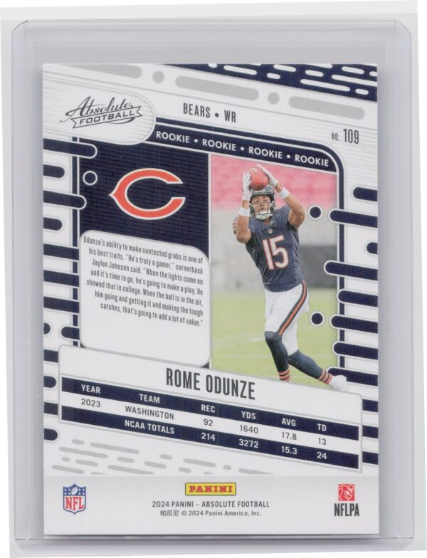 2024 Absolute Rome Odunze Red and Blue RC 109 Bears - Image 3