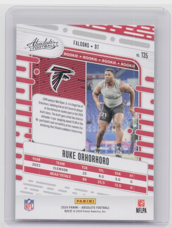 2024 Absolute Ruke Orhorhoro Red and Blue RC #135 Falcons - Image 3