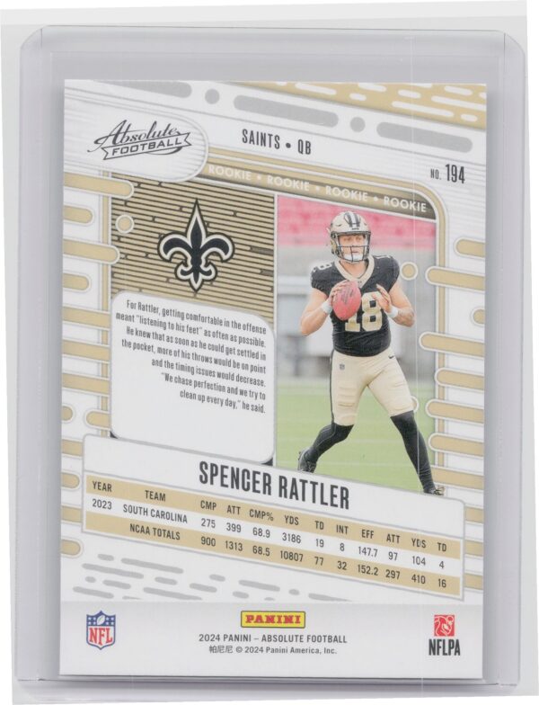 2024 Absolute Spencer Rattler RC 194 Saints - Image 3